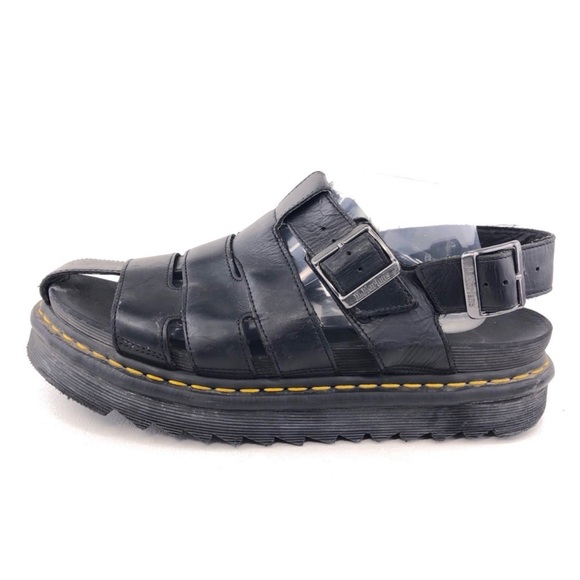 Dr. Martens 'Abel' Black Leather Fisherman Sandals 12 - Picture 3 of 11